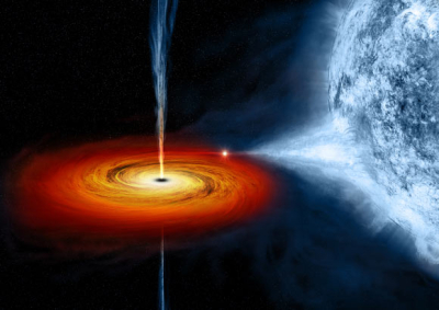 Artist's rendering of a black hole binary (NASA)