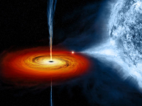 Artist's rendering of a black hole binary (NASA)