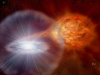 Artist's rendering of a binary star with a Neutron Star as one companion